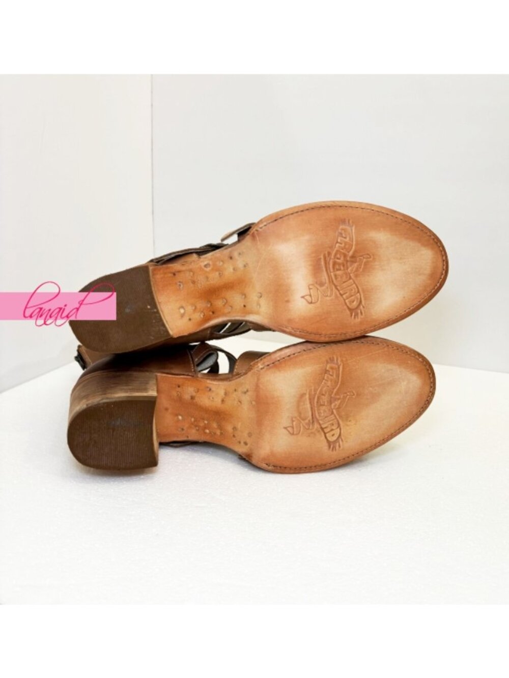 NEW Freebird Country Natural Leather Buckles Edgy Cut-Outs Cutouts Low Sandals - Picture 6 of 11